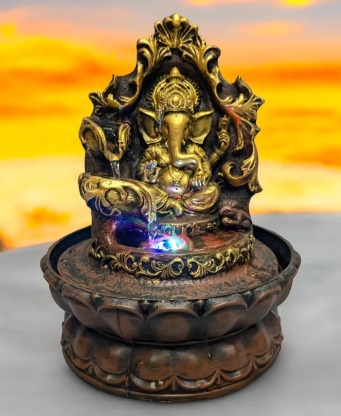 Lord Ganesha Tabletop Water Fountain for Indoor Outdoor Home and Office Decor