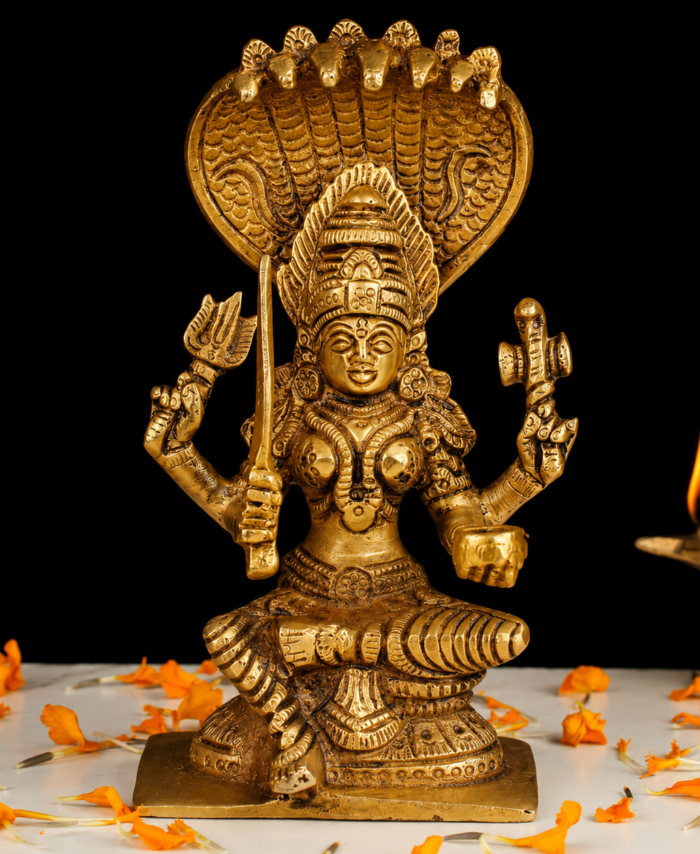 Handcrafted Brass Mariamman Idol for Pooja and South Indian Temple Decor