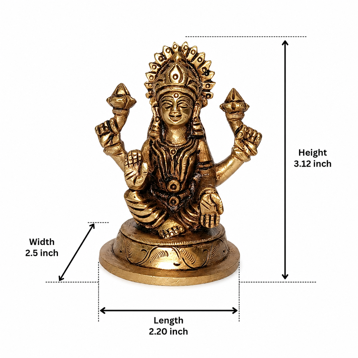 Small Brass Lakshmi Sitting Idol for Pooja, Temple, and Wealth Decor