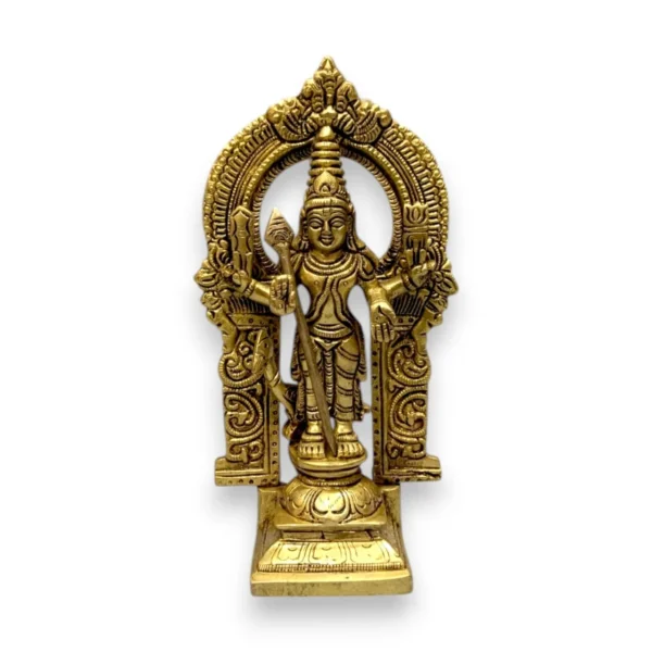 Brass Lord Murugan Idol with Arch and Peacock for Pooja and Home Decor