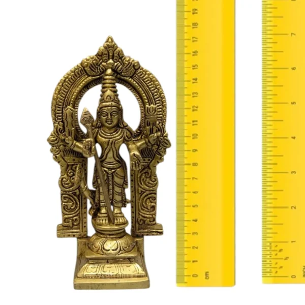 Brass Lord Murugan Idol with Arch and Peacock for Pooja and Home Decor