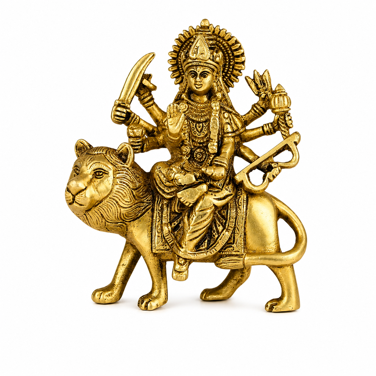 Handcrafted Brass Durga Maa Idol for Navaratri, Temple, and Home Pooja