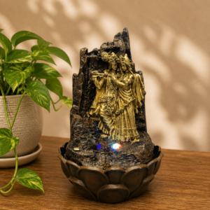 Radha Krishna tabletop water fountain for indoor outdoor home decor