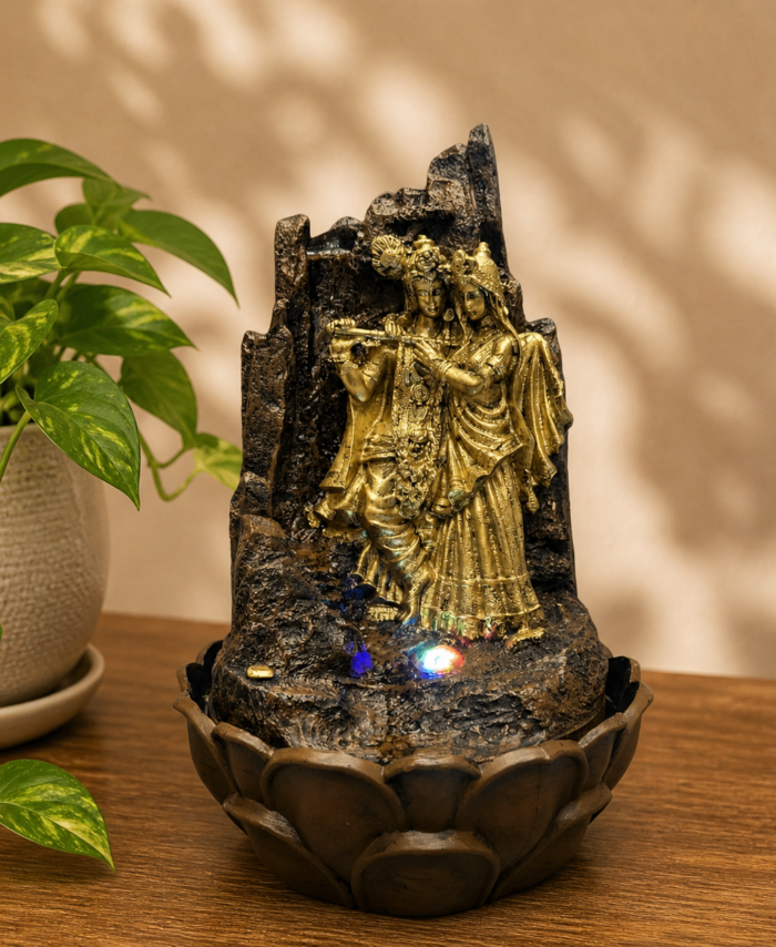 Radha Krishna tabletop water fountain for indoor outdoor home decor