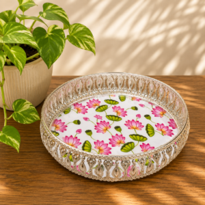 German Silver Floral Design Tray for Return Gifts, Home Décor & Gifting