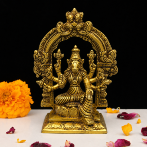 Brass Coated Varahi Amman Statue 6.5 Inch – Gold Finish Brass Idol for Pooja & Temple Decor