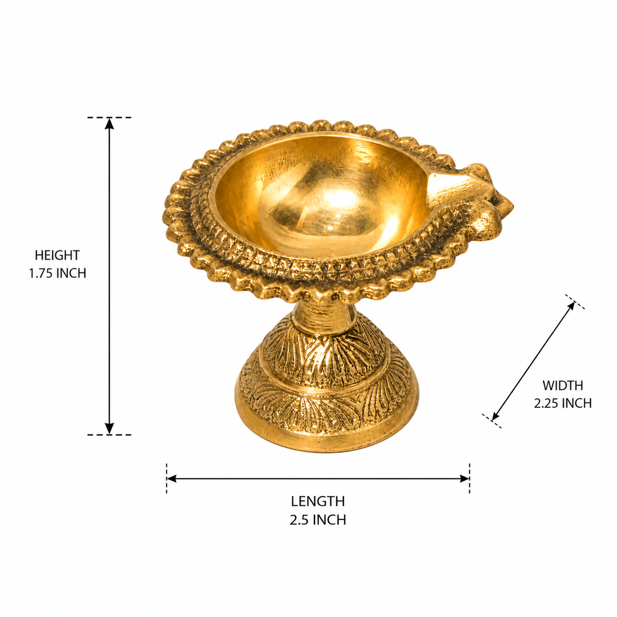 Traditional Brass Diya with Stand for Pooja and Festival Decoration