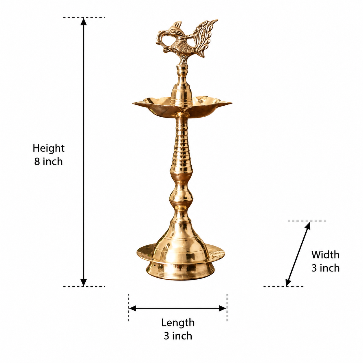 Brass Peacock Kerala Vilakku with 5 Faces for Pooja and Decoration