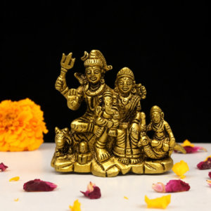 Brass Shiva Parvati Idol Sitting on Nandi – 5.5 Inch Brass Pooja & Decor Statue