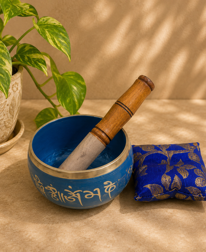 4 Inch Singing Bowl for Meditation with Wooden Stick and Silk Cushion
