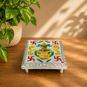 Small silver chowki for pooja and idol placement