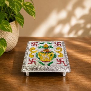 Medium size silver chowki for pooja and idol placement