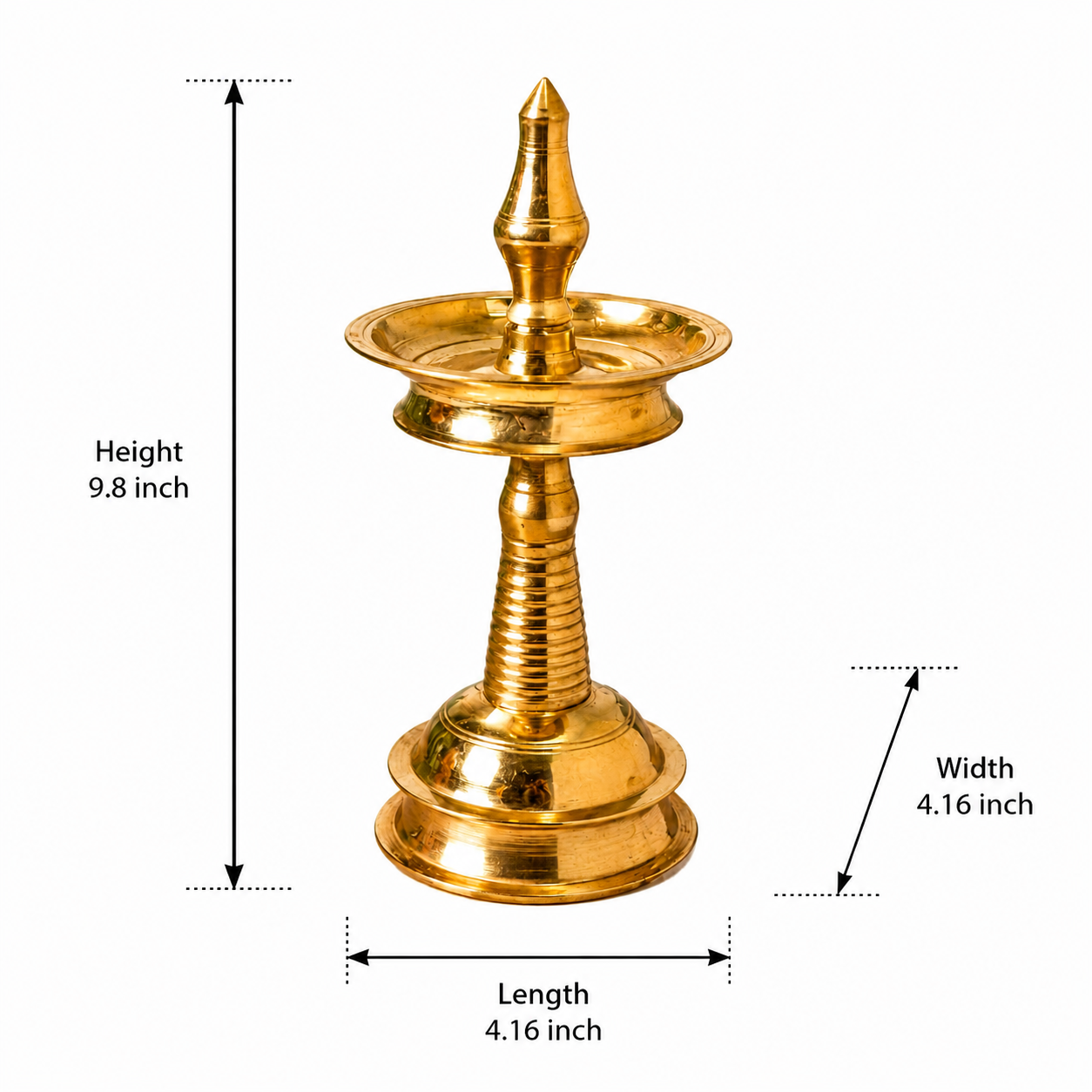 8 Inch Traditional Brass Kerala Nilavilakku Pooja Lamp