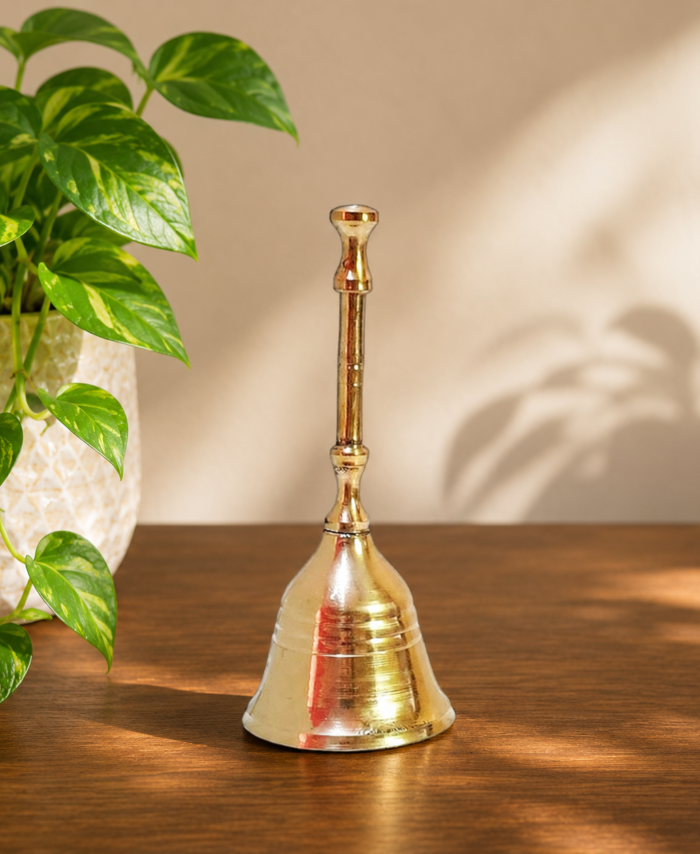 4 Inch Pure Brass Pooja Bell for Temple and Home Use