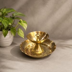 Small brass plate with pyali for pooja and return gift