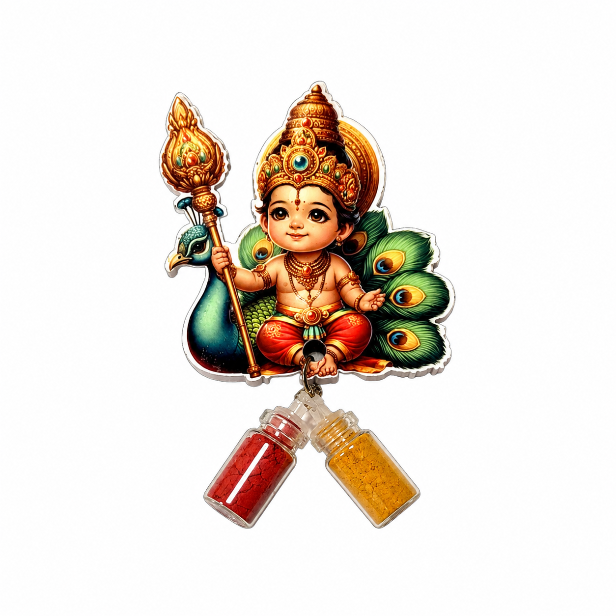 Elegant Fridge Magnet with Haldi Kumkum Bottles