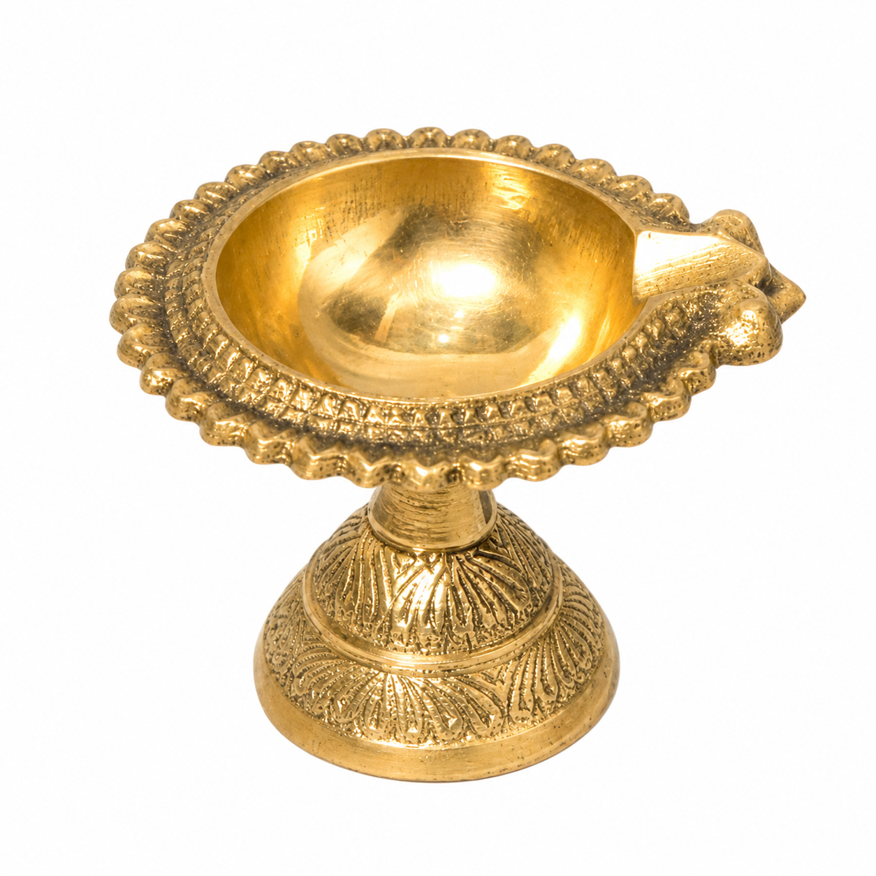 Traditional Brass Diya with Stand for Pooja and Festival Decoration