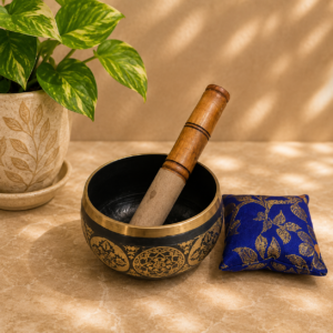4 Inch Singing Bowl for Meditation with Wooden Stick and Silk Cushion