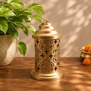 Metal Lantern 6 Inch Decorative Candle Holder with Glass Panels for Home & Garden