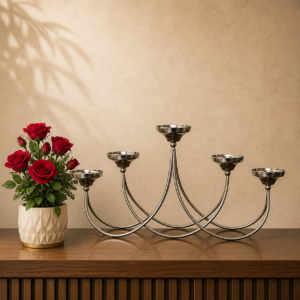 Steel 5 stick Victorian candle stand for home table decor