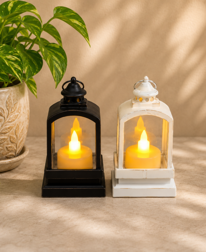 Temple design LED diya with flickering flame – single piece