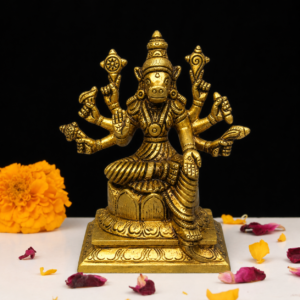 Brass Coated Varahi Amman Statue 4.5 Inch – Gold Finish Brass Idol for Pooja & Temple Decor