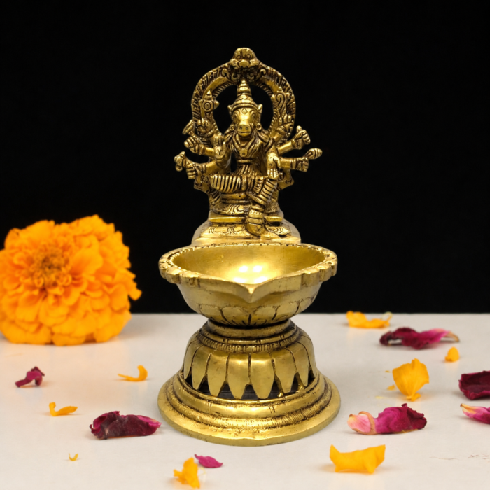 Pure Brass Varahi Amman Vilakku Traditional Pooja Lamp for Home Decor