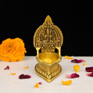 Brass Coated Kamatchi Amman Vilakku 5.5 Inch – Brass Kamakshi Deepam for Pooja