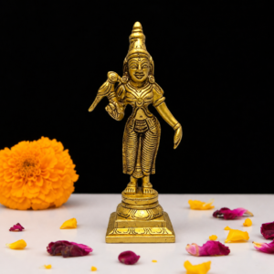 Brass Madurai Meenakshi Amman Idol 7cm Gold Finish – Pooja & Temple Decor Statue