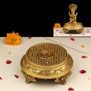 Brass Round Chowki 3 Inch Handcrafted Puja Stand