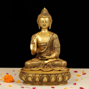 Brass Buddha Sitting Idol 7 Inch Handcrafted Meditation Statue