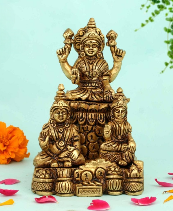 Cow Brass Lakshmi Kubera Idol 6 Inch for Pooja and Home Décor