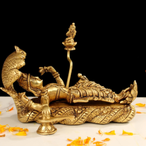 Brass Lord Vishnu Vaikunda Perumal Idol with Shiva Lingam and Brahma