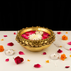 Brass Ghungroo Urli – Handcrafted Decorative Brass Bowl for Pooja & Home Décor