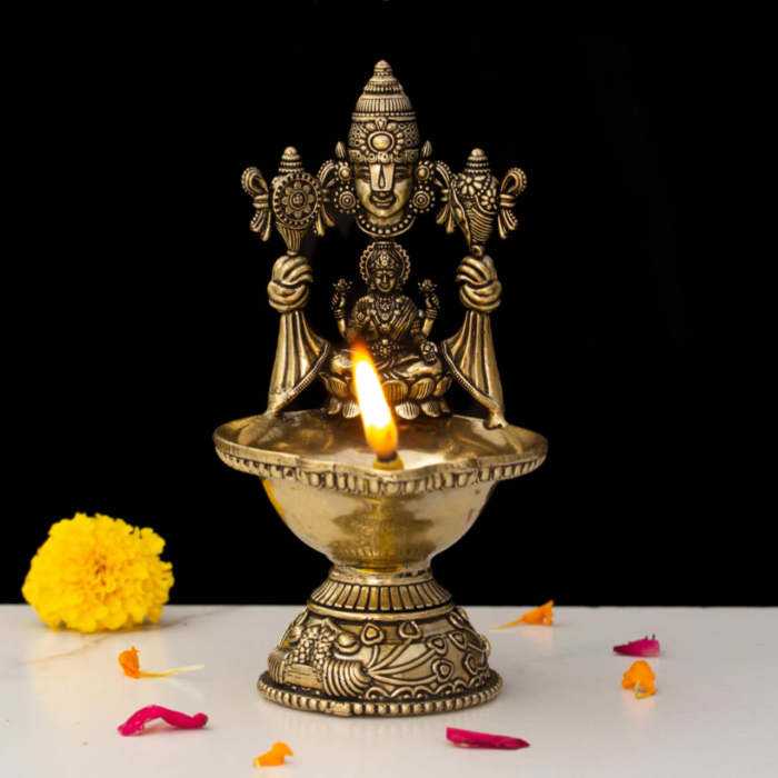 Premium Brass Laxmi Tirupati Deepak 5.5 Inch Handcrafted Traditional Oil Lamp