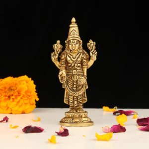 Handcrafted Brass Tirupati Balaji Standing Idol 4.5 Inch for Pooja