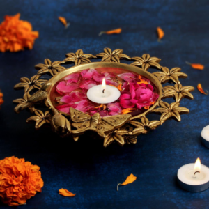 Handcrafted Brass Butterfly Urli Bowl for Pooja and Home Décor