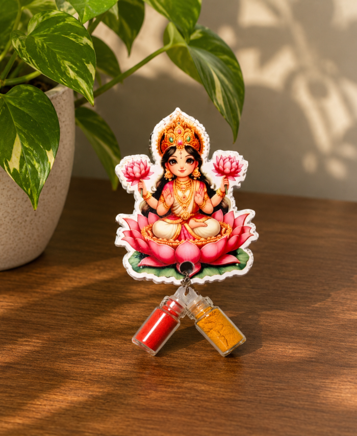 Elegant Fridge Magnet with Haldi Kumkum Bottles