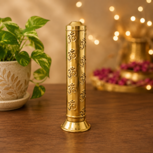 Brass Om incense holder for agarbatti and dhoop sticks in pooja room