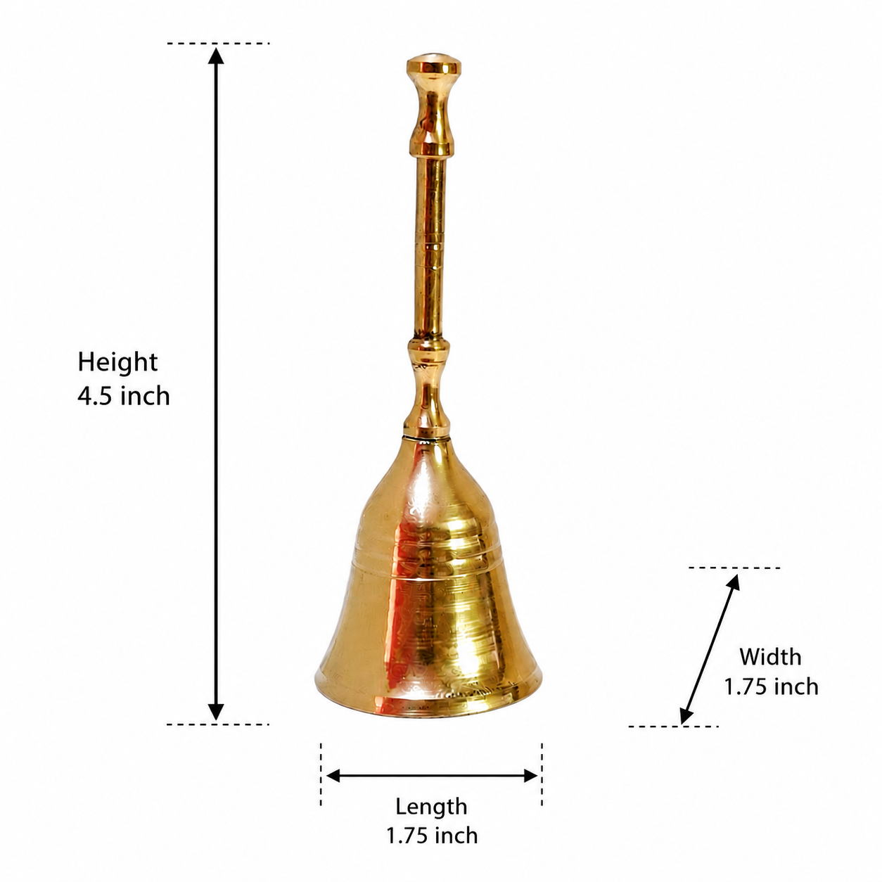 4 Inch Pure Brass Pooja Bell for Temple and Home Use