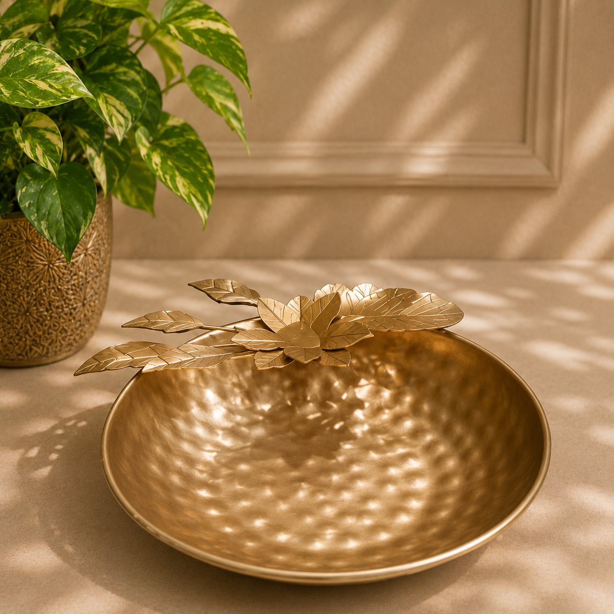 Metal Urli Bowl 8 Inch for Floating Flowers and Home Decoration