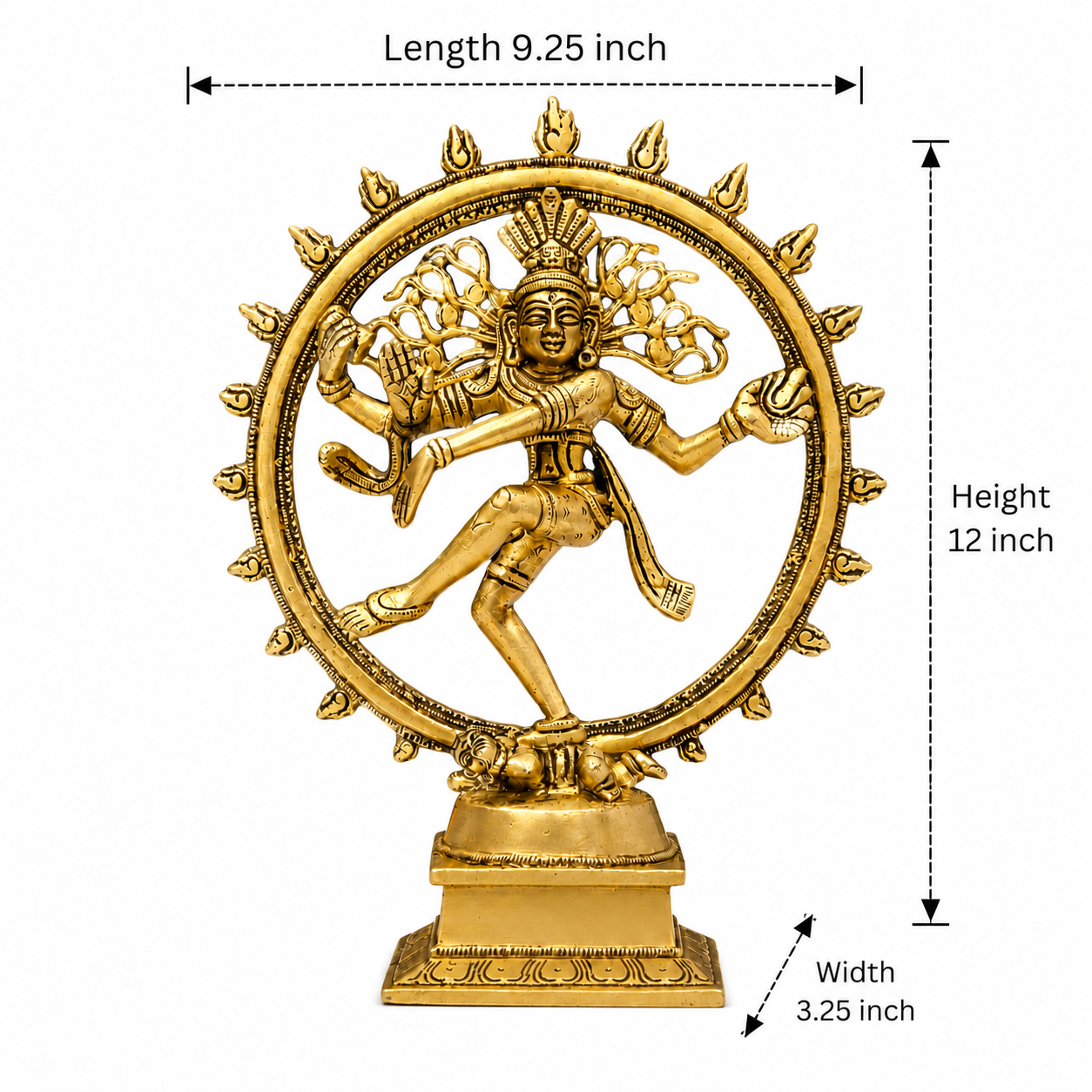 Brass Nataraja Statue 12 Inch Handcrafted with Fine Detailing