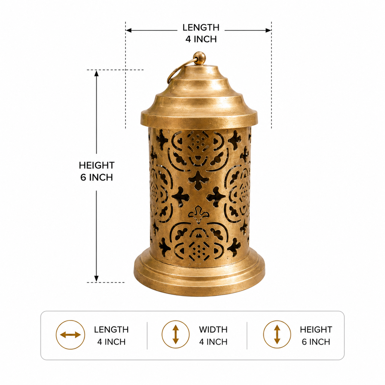 Metal Lantern 6 Inch Decorative Candle Holder with Glass Panels for Home & Garden