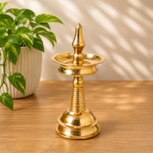 8 Inch Traditional Brass Kerala Nilavilakku Pooja Lamp