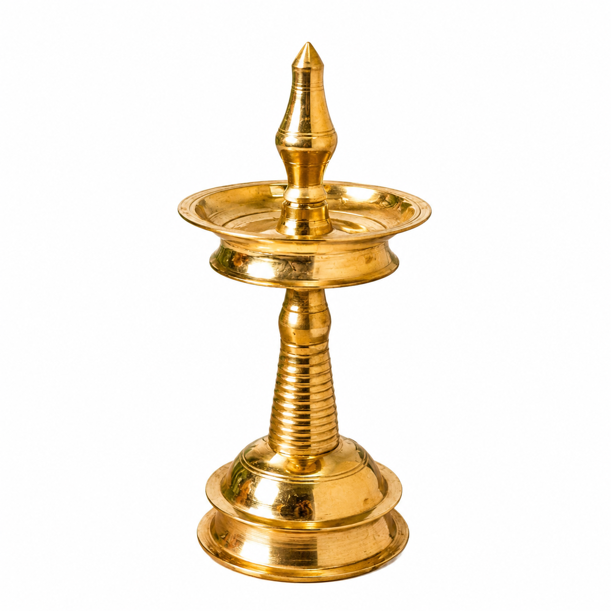 8 Inch Traditional Brass Kerala Nilavilakku Pooja Lamp