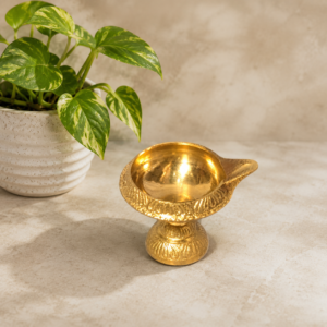 Traditional Brass Diya with Stand for Pooja and Festival Decoration