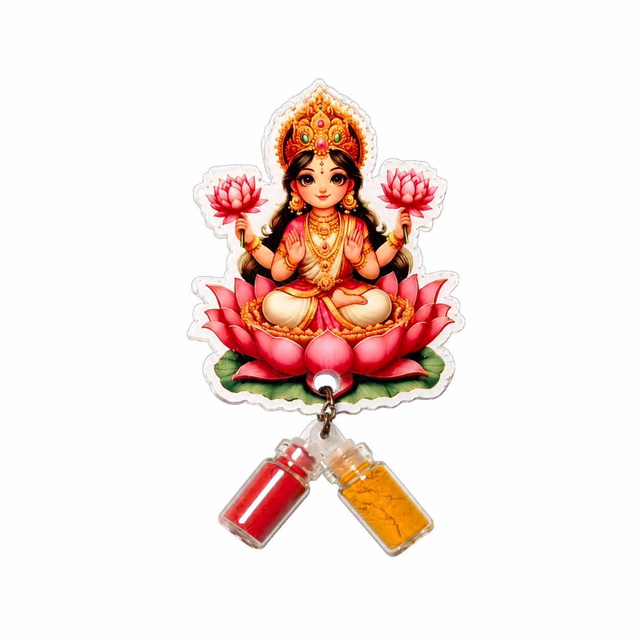 Elegant Fridge Magnet with Haldi Kumkum Bottles