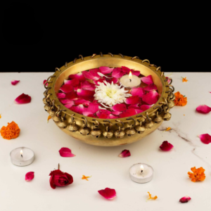 Brass Ghungroo Urli Bowl 6 Inch with Bells for Home Decor and Pooja