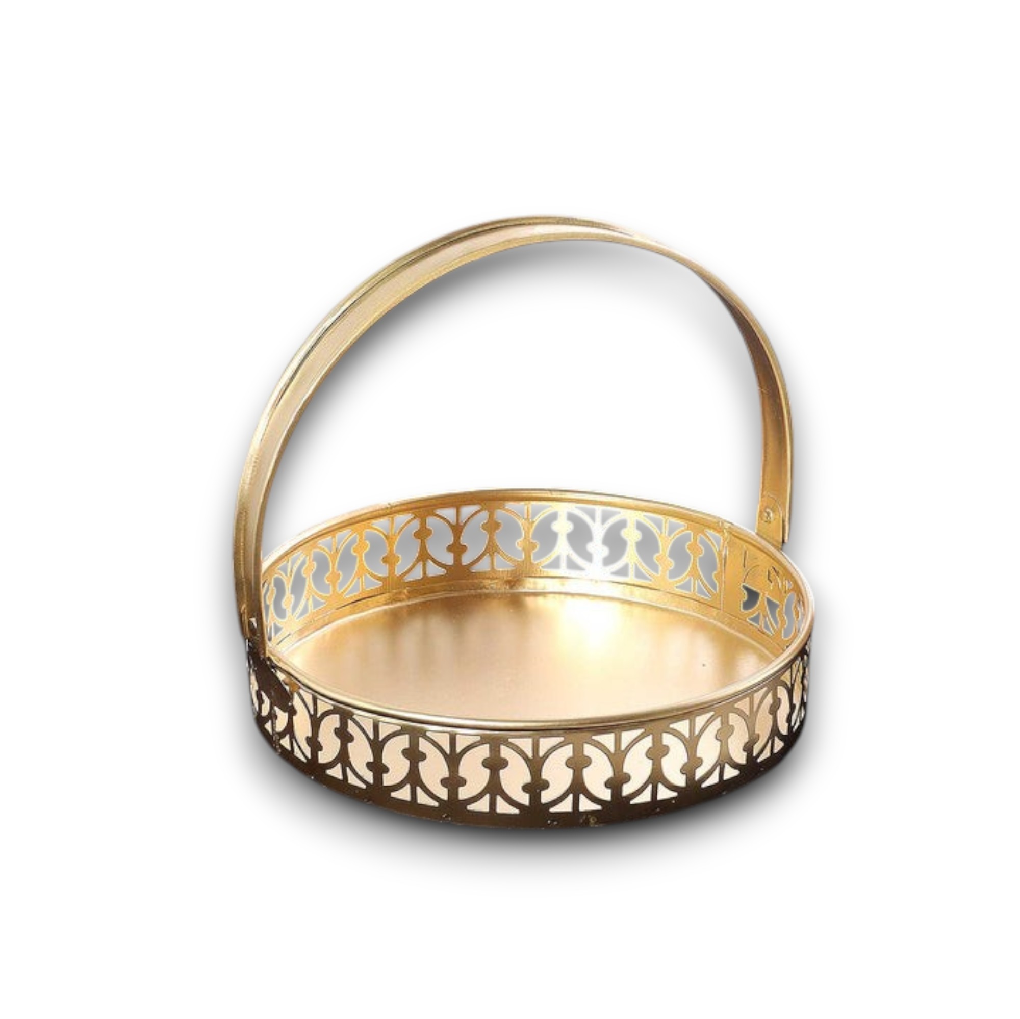 Metal Basket 10 Inch Multipurpose Round Basket with Handle for Kitchen and Dining