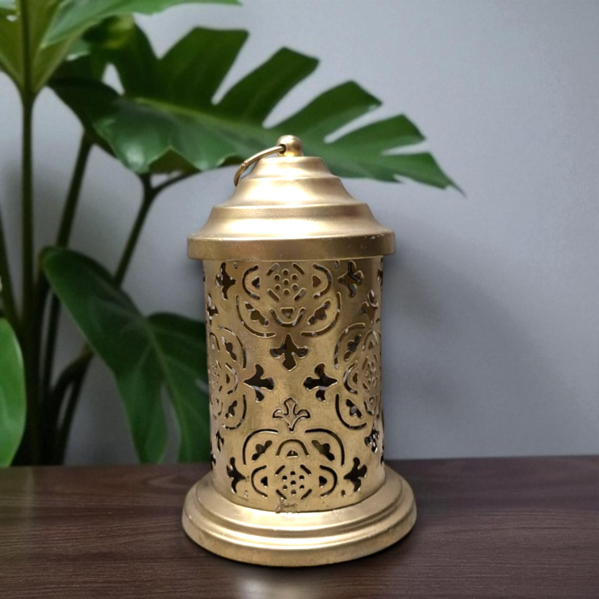 Metal Lantern 6 Inch Decorative Candle Holder with Glass Panels for Home & Garden
